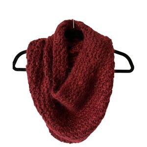 Cozy Knit Scandi Burgundy Infinity Scarf Poncho Snood